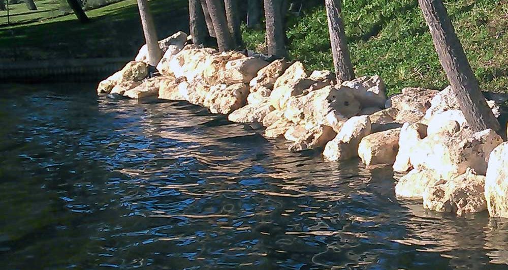 coquina natural seawall construction